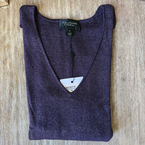 St. John Tops - St. John Couture Purple Shimmer Knit Shell – Size M – NWT